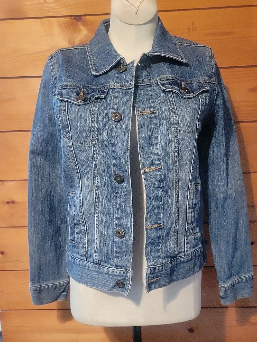 Denim Jean Jacket Classic Med Wash Youth Girl Teen Size 14 16 100% Cotton